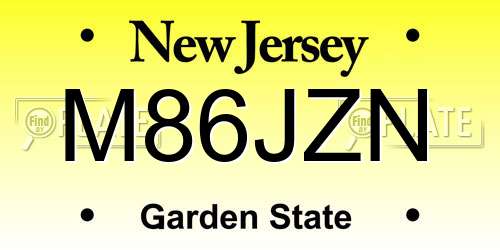 M86JZN New Jersey License Plate