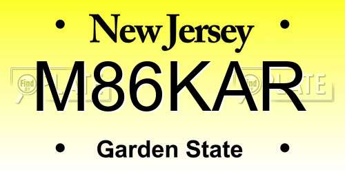 M86KAR New Jersey License Plate
