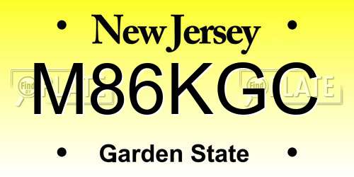 M86KGC New Jersey License Plate