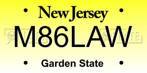 M86LAW New Jersey License Plate