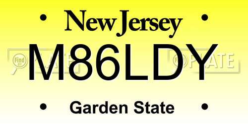 M86LDY New Jersey License Plate