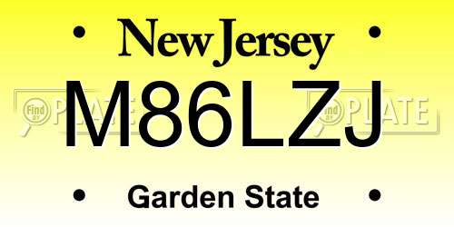 M86LZJ New Jersey License Plate