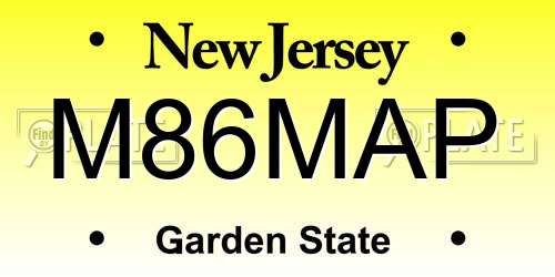 M86MAP New Jersey License Plate
