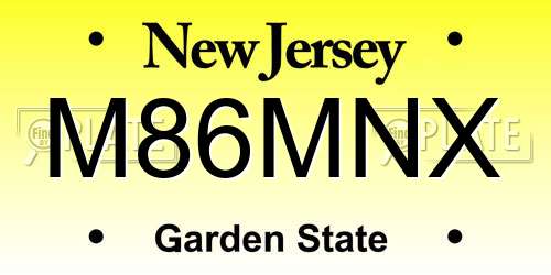 M86MNX New Jersey License Plate
