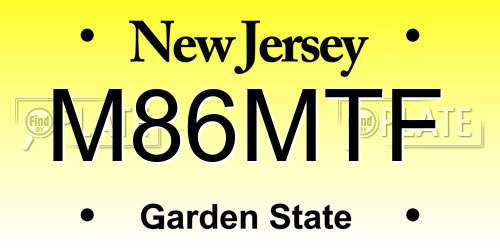 M86MTF New Jersey License Plate