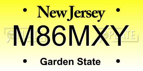 M86MXY New Jersey License Plate