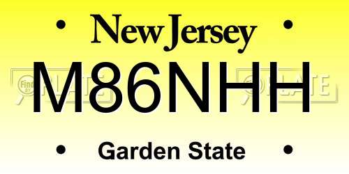 M86NHH New Jersey License Plate