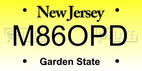 M86OPD New Jersey License Plate