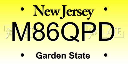 M86QPD New Jersey License Plate