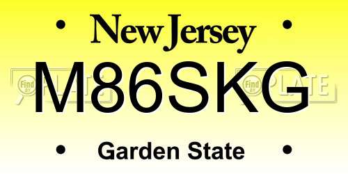 M86SKG New Jersey License Plate