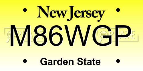 M86WGP New Jersey License Plate
