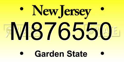M876550 New Jersey License Plate