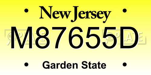 M87655D New Jersey License Plate