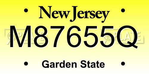 M87655Q New Jersey License Plate
