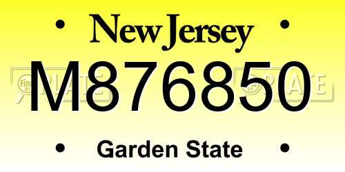 M876850 New Jersey License Plate