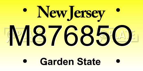 M87685O New Jersey License Plate