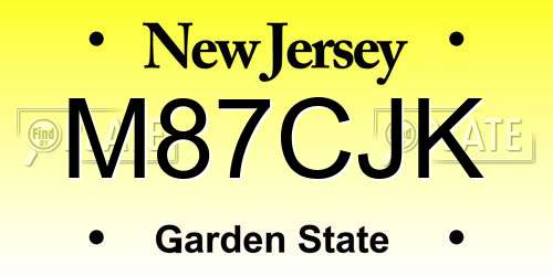 M87CJK New Jersey License Plate