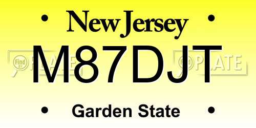 M87DJT New Jersey License Plate