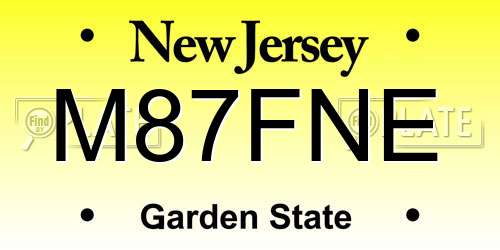M87FNE New Jersey License Plate