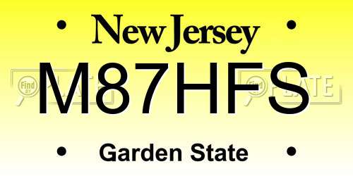 M87HFS New Jersey License Plate