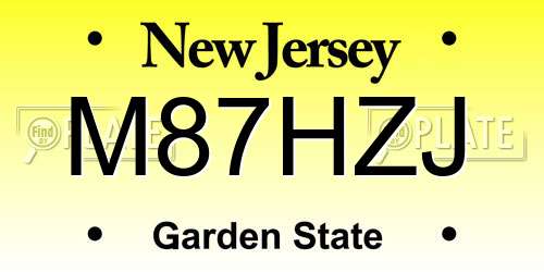 M87HZJ New Jersey License Plate