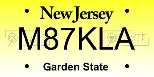 M87KLA New Jersey License Plate