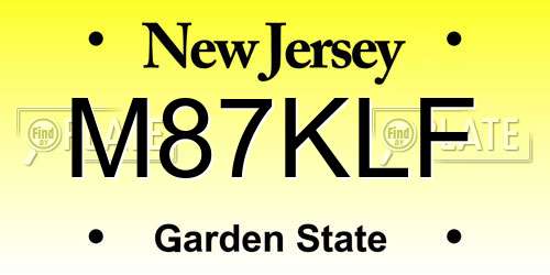 M87KLF New Jersey License Plate
