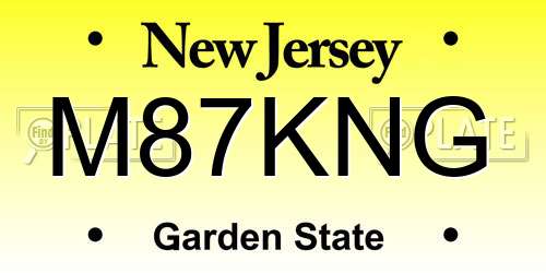 M87KNG New Jersey License Plate