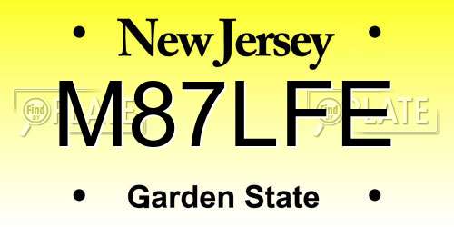 M87LFE New Jersey License Plate
