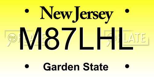 M87LHL New Jersey License Plate