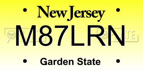 M87LRN New Jersey License Plate
