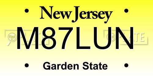 M87LUN New Jersey License Plate
