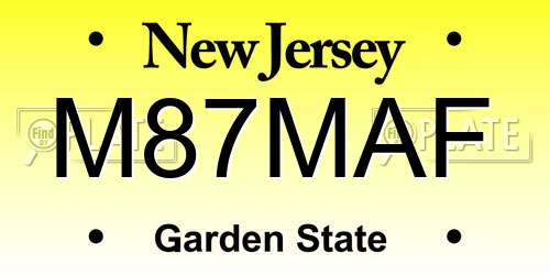 M87MAF New Jersey License Plate