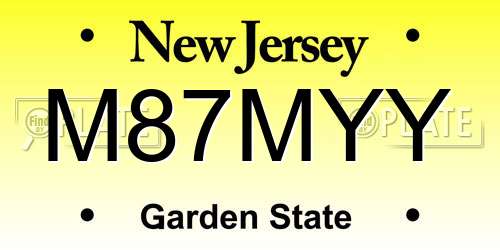 M87MYY New Jersey License Plate
