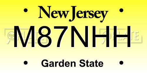 M87NHH New Jersey License Plate