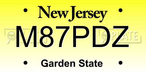 M87PDZ New Jersey License Plate