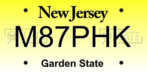 M87PHK New Jersey License Plate
