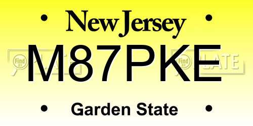 M87PKE New Jersey License Plate