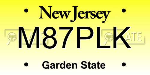 M87PLK New Jersey License Plate