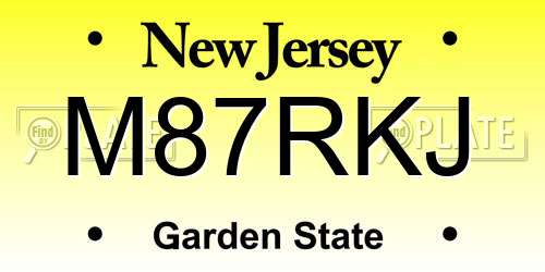 M87RKJ New Jersey License Plate