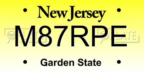M87RPE New Jersey License Plate