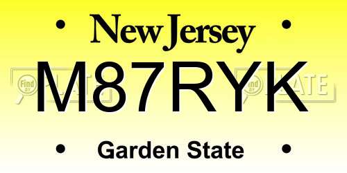 M87RYK New Jersey License Plate