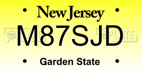 M87SJD New Jersey License Plate