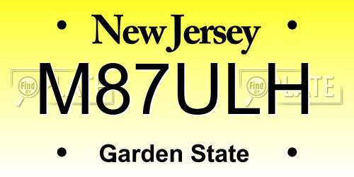 M87ULH New Jersey License Plate