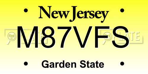 M87VFS New Jersey License Plate