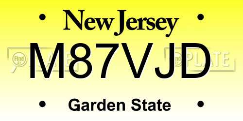 M87VJD New Jersey License Plate