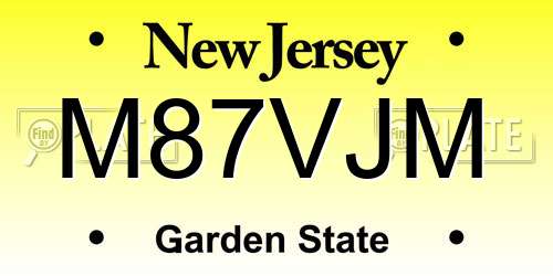 M87VJM New Jersey License Plate