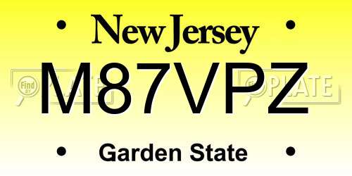 M87VPZ New Jersey License Plate