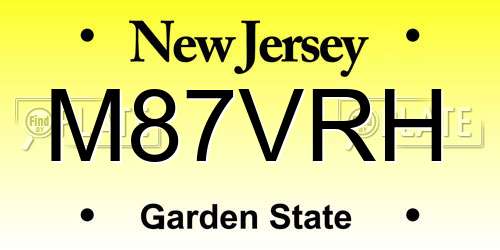 M87VRH New Jersey License Plate