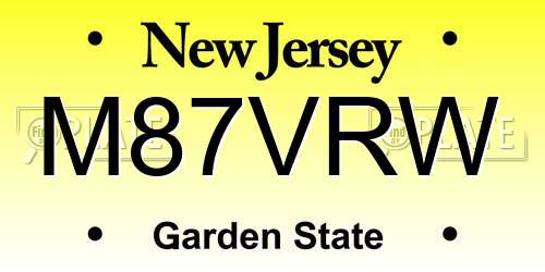 M87VRW New Jersey License Plate